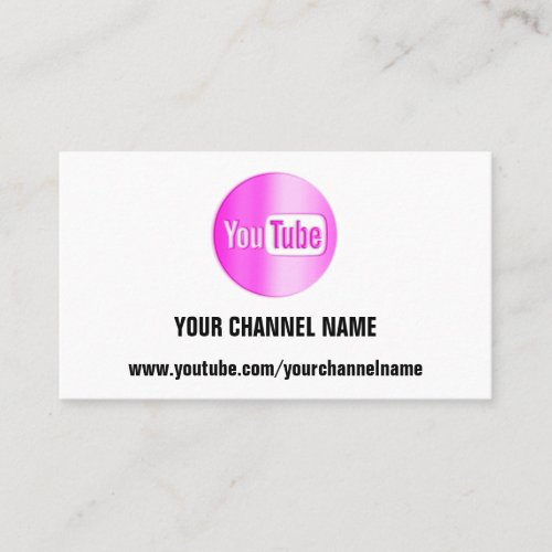 CHANNEL NAME YOU TUBER LOGO QR CODE PINK WHITE  BUSINESS CARD
