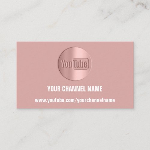 CHANNEL NAME YOU TUBER LOGO QR CODE ROSE BLUSH BUSINESS CARD