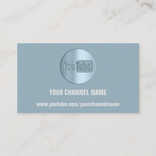 CHANNEL NAME YOU TUBER LOGO QR CODE SMOKY BLUE  BUSINESS CARD