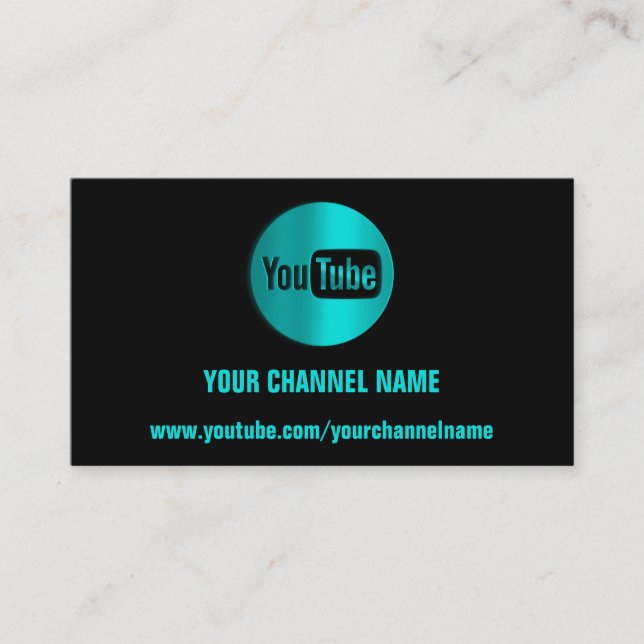CHANNEL NAME YOUTUBER LOGO QR CODE BLUE MINT BUSINESS CARD (Front)