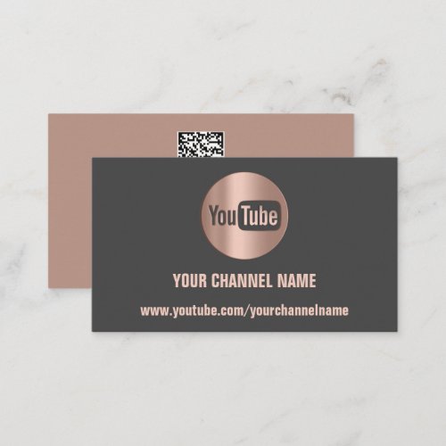 CHANNEL NAME YOUTUBER LOGO QR CODE GRAY BUSINESS CARD