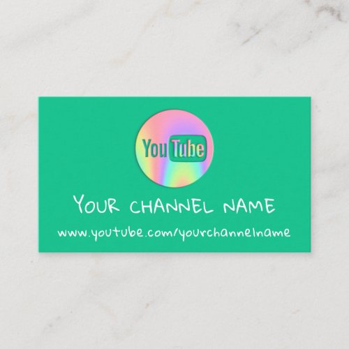 CHANNEL NAME YOUTUBER LOGO QR CODE GREEN BUSINESS CARD