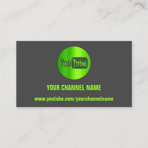 CHANNEL NAME YOUTUBER LOGO QR CODE GREY GREEN BUSINESS CARD