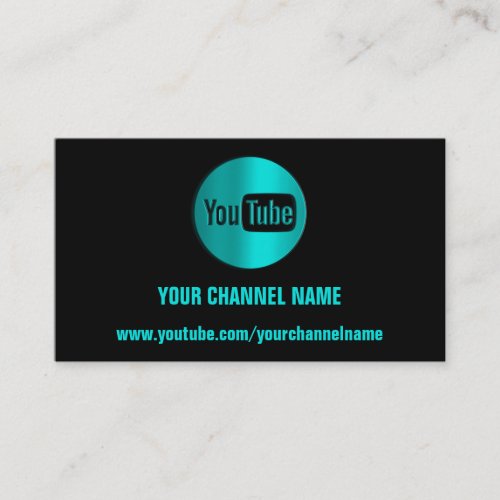 CHANNEL NAME YOUTUBER LOGO QR CODE MINT BLACK BUSINESS CARD