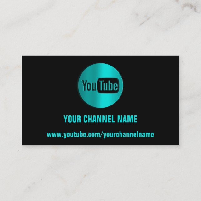 CHANNEL NAME YOUTUBER LOGO QR CODE MINT BLACK BUSINESS CARD (Front)