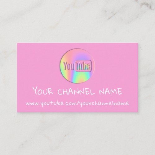 CHANNEL NAME YOUTUBER LOGO QR CODE PINK BUSINESS CARD