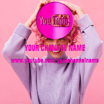 Channel Name Youtuber Logo Qr Code Pink White  Business Card by luxury_luxury at Zazzle