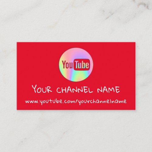 CHANNEL NAME YOUTUBER LOGO QR CODE RED BUSINESS CARD