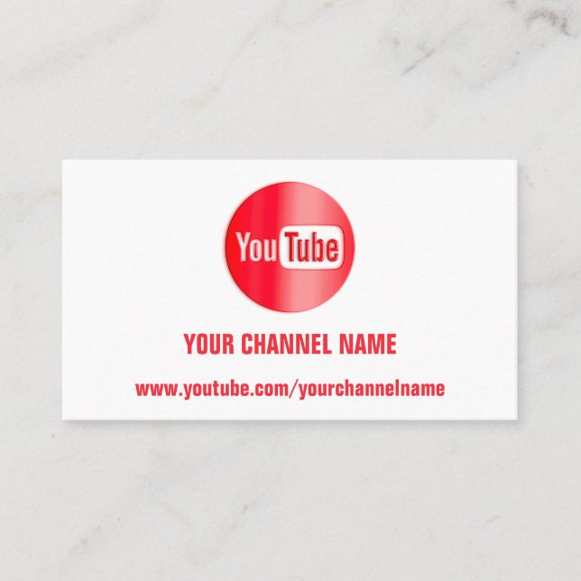CHANNEL NAME YOUTUBER LOGO QR CODE RED WHITE  BUSI BUSINESS CARD (Front)