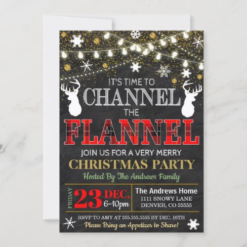 Channel the Flannel Christmas Invitation