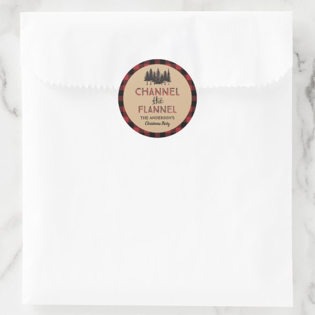 Channel The Flannel Christmas Party Favors Classic Round Sticker (Bag)