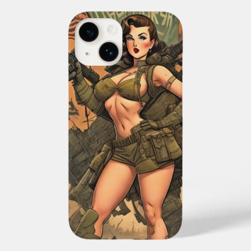 Channel Your Inner Heroine with our Retro Pin_Up Case_Mate iPhone 14 Case