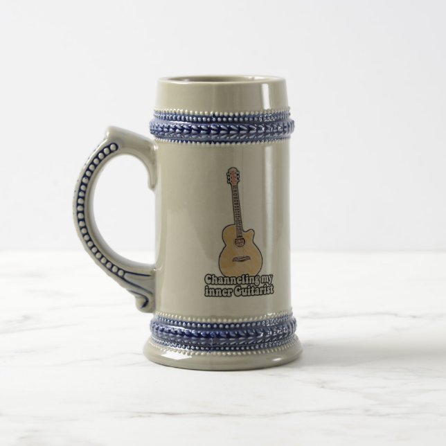 Channeling my inner guitarist.positive guitar word beer stein (Left)