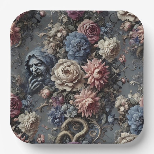 Channeling the Veil – Gothic Victorian Paper Plates (Front)