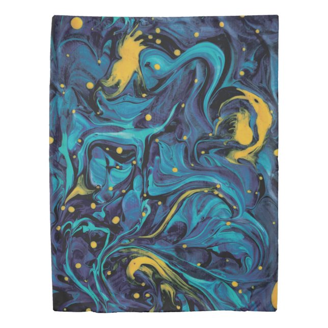 Channeling van Gogh - swirls, aqua, blue, yellow Duvet Cover (Front)