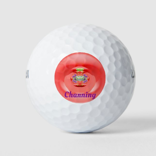CHANNING ~ ORANGE patterned Golf Ball - unique (Front)