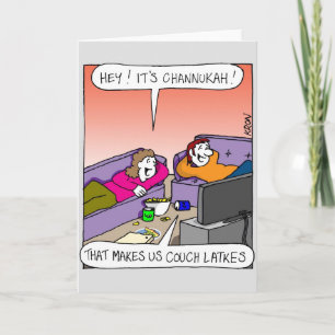 Channukah Greeting Card - Couch Latkes