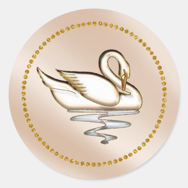 Chanpaigne Gold Swan Classic Round Sticker (Front)