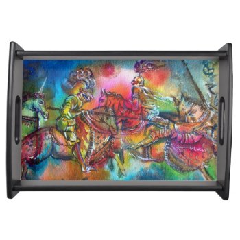 Chanson De Roland/ Combat Of Knights In Tournament Serving Tray by AiLartworks at Zazzle