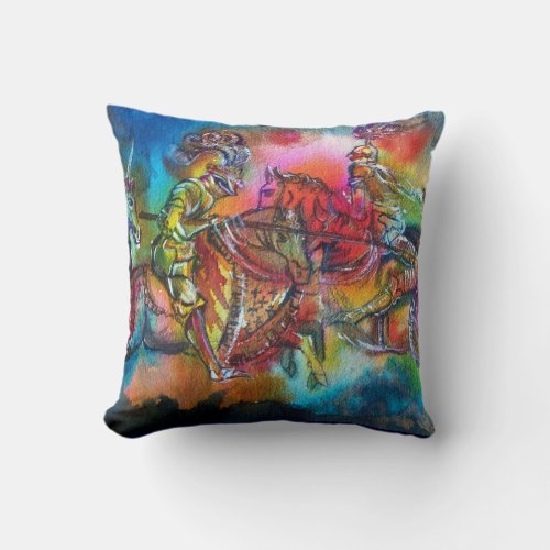 CHANSON DE ROLAND COMBAT OF KNIGHTS IN TOURNAMENT THROW PILLOW