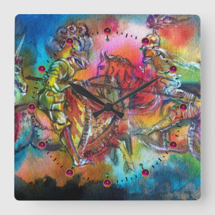 CHANSON DE ROLAND/ COMBAT OF KNIGHTS IN TOURNMENT SQUARE WALL CLOCK