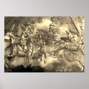 CHANSON DE ROLAND,MEDIEVAL KNIGHTS IN TOURNAMENT  POSTER