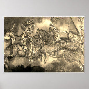 CHANSON DE ROLAND,MEDIEVAL KNIGHTS IN TOURNAMENT POSTER