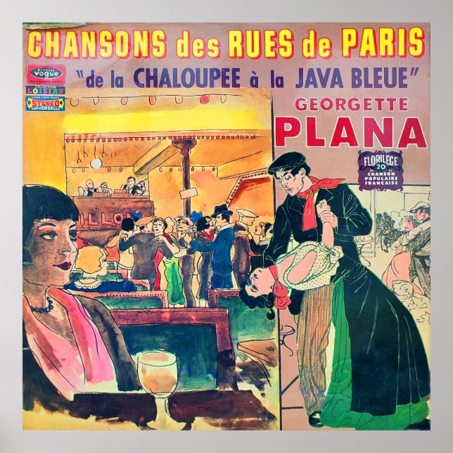 Chansons, French vintage record sleeve. Poster (Front)
