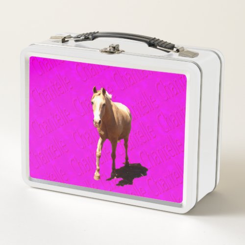 Chantelle Name With Palomino Horse Metal Lunch Box