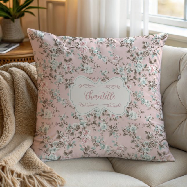 Chantelle Pink Vintage Rose Throw Pillow (Creator Uploaded)