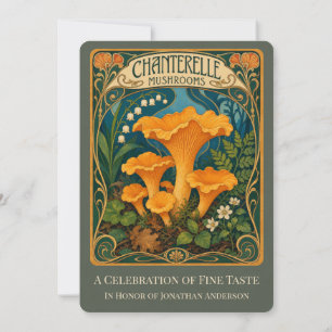 Chanterelle Mushrooms Vintage Fungi Forager Invitation