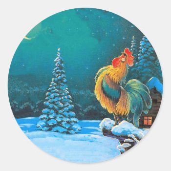 Chanticleer Classic Round Sticker by windsorarts at Zazzle