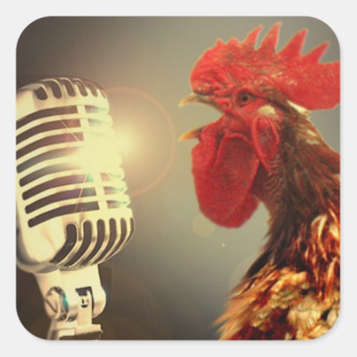 Chanticleer the Rooster with microphone Square Sticker