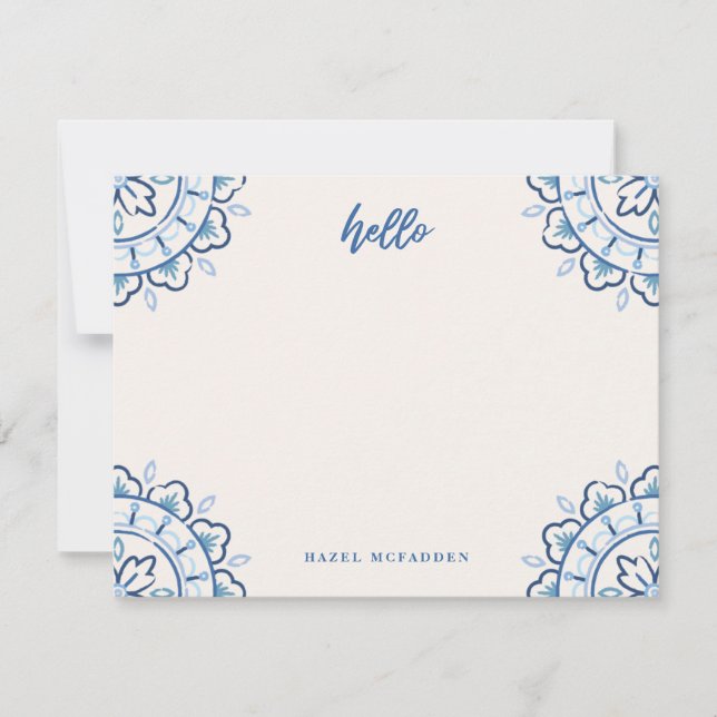 Chantilly Boho Mandala Stationery - Cobalt Note Card (Front)