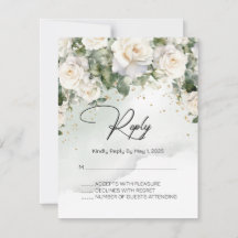 Chantilly Lace Roses Wedding RSVP Card