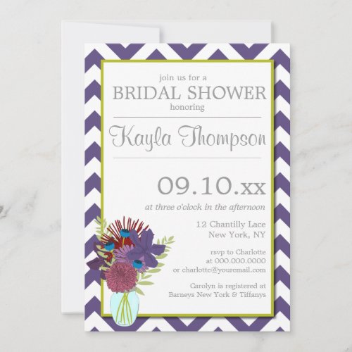 Chantilly Mason Jar Chevron Bridal Shower Invite