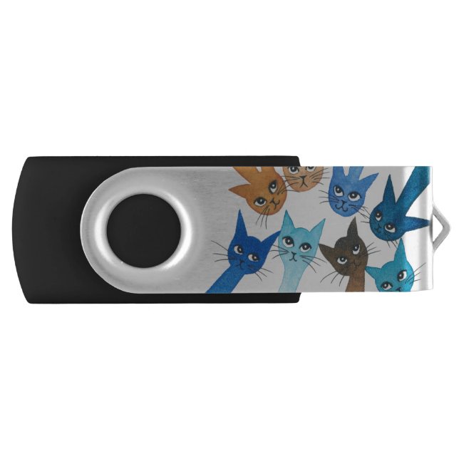Chantilly Whimsical Cats Flash Drive (Front)