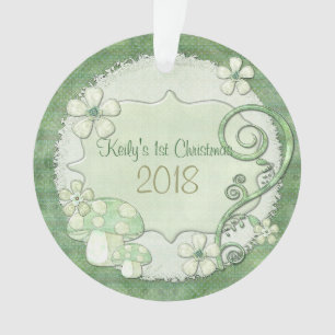 Chantily Whimsical Baby Girl 1st Christmas Ornament