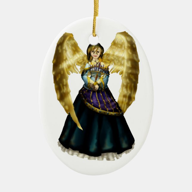 Chanukah Angel Ceramic Ornament (Front)