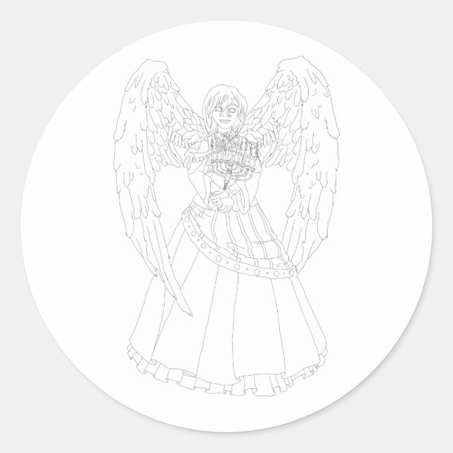 Chanukah Angel Classic Round Sticker (Front)