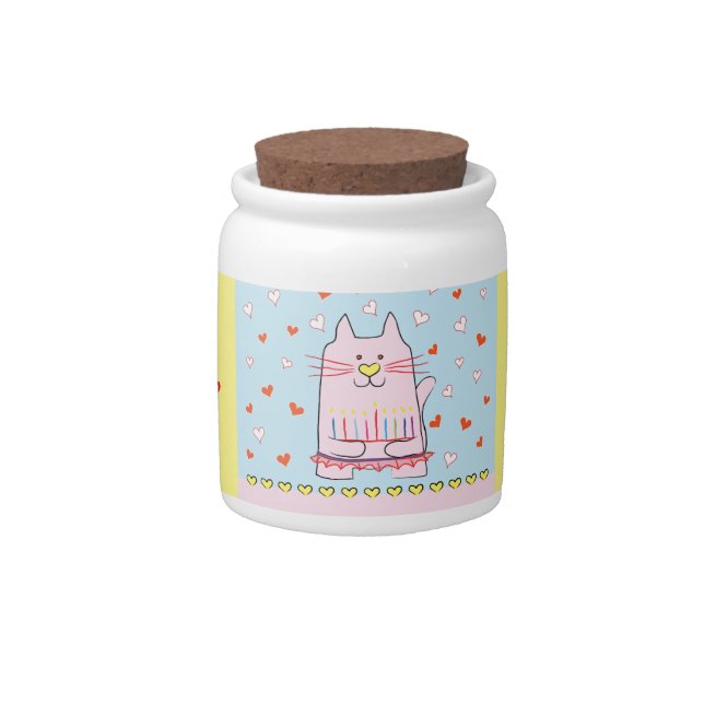Chanukah Ballerina Cat Candy Jar (Front)