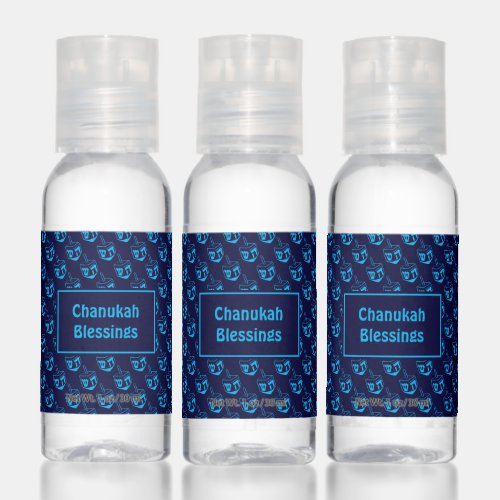 CHANUKAH BLESSINGS  Dreidel  Blue Cyan  Custom Hand Sanitizer