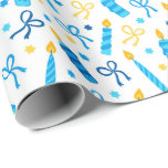 Chanukah Candles Burning White Blue Gold Wrapping Paper<br><div class="desc">Add some holiday color and sparkle with this fun Chanukah wrapping paper design. Appropriate for children or adults, corporate or family gift wrap needs. There are coordinating gift bags, tissue paper, and ribbon for a complete Chanukah look, or you can mix and match with our other Chanukah wrapping paper patterns....</div>