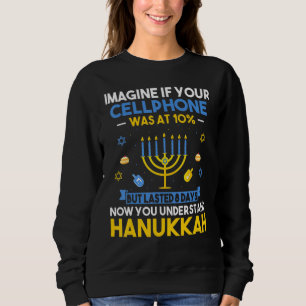 Chanukah Cellphone Menorah Hanukkah Ugly Hanukkah Sweatshirt