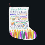Chanukah Collage and Rainbow Stars Small Christmas Stocking<br><div class="desc">Just in case you need a Chanukah stocking...  Here's one filled with symbols and holiday-related words. Personalize.</div>