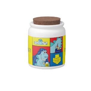 Chanukah Dinosaur Eating Latkes Candy Jar
