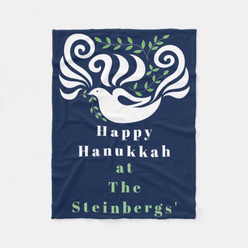 Chanukah Dove Stencil Fleece Blanket