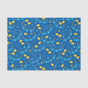 Chanukah Dreidel Banners Gelt Gifts Blue Tissue Paper