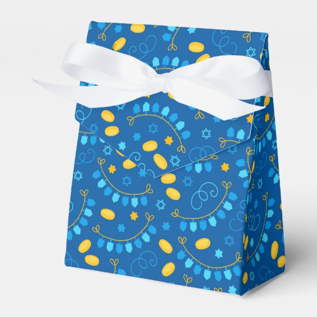 Chanukah Dreidel Banners Gelt Gifts Jewish Stars Favor Boxes (Front Side)