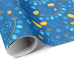 Chanukah Dreidel Banners Gelt Gifts Jewish Stars Wrapping Paper<br><div class="desc">Add some holiday color and sparkle with this fun Chanukah wrapping paper design. Appropriate for children or adults, corporate or family gift wrap needs. There are coordinating gift bags, tissue paper, and ribbon for a complete Chanukah look, or you can mix and match with our other Chanukah wrapping paper patterns....</div>